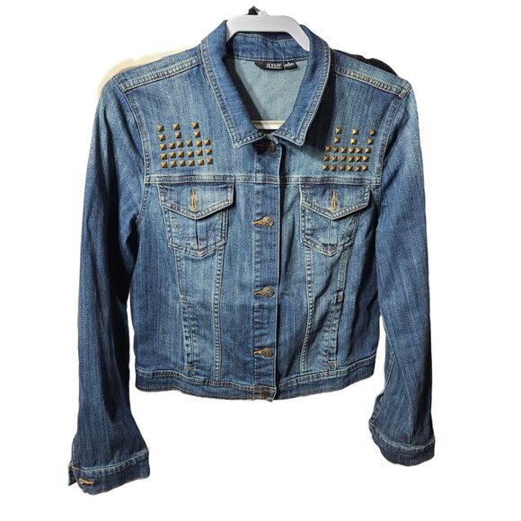Ana Womens Studded Denim Jacket Large Blue - Picture 1 of 6